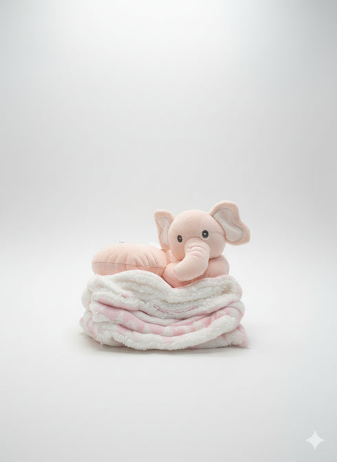 Soft Minky Baby Blanket With Stuff Toy U Pillow 17079 (76x91CM)